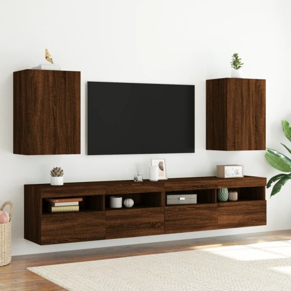 Muebles de TV de pared 2 uds madera marrón roble 40,5x30x60 cm