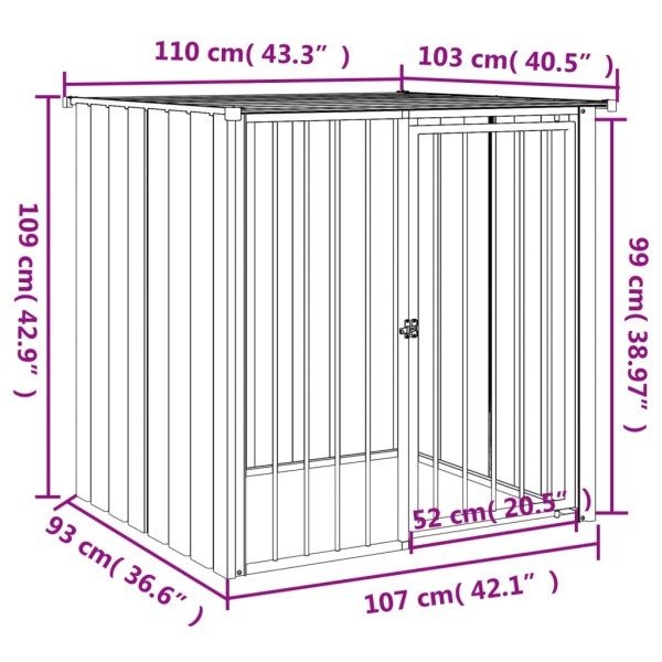 Caseta perros con tejado acero galvanizado negro 110x103x109 cm