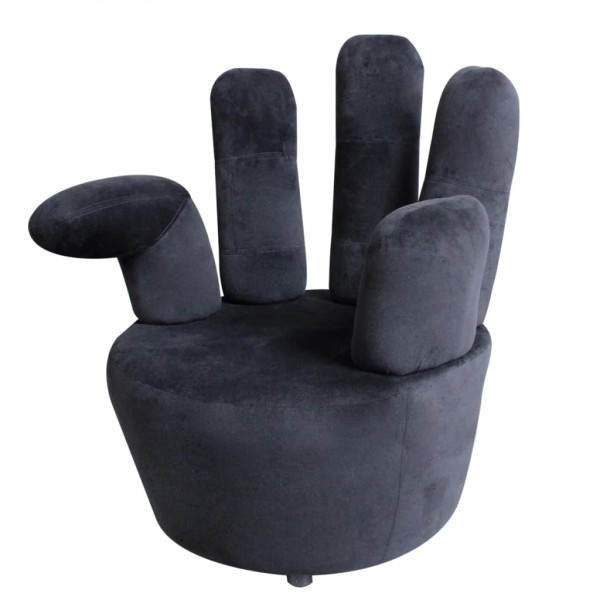 Sillón en forma de mano de terciopelo negro