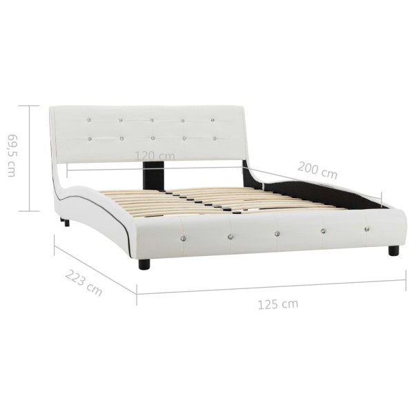 Estructura de cama cuero sintético blanco 120x200 cm