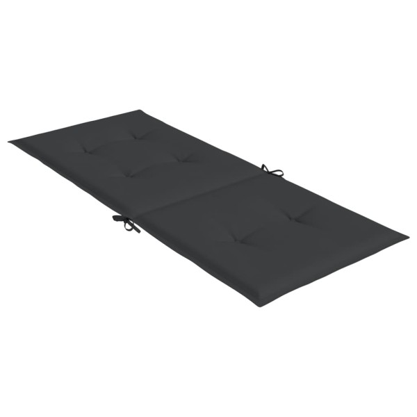 Cojín silla de jardín respaldo alto 2 uds tela negro 120x50x3cm