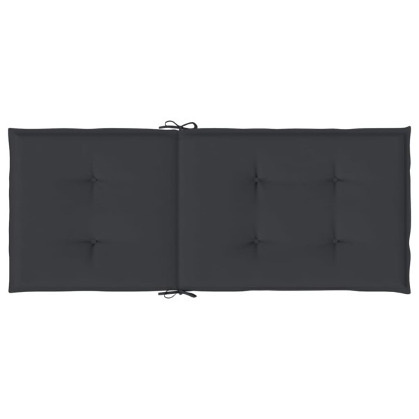 Cojín silla de jardín respaldo alto 2 uds tela negro 120x50x3cm