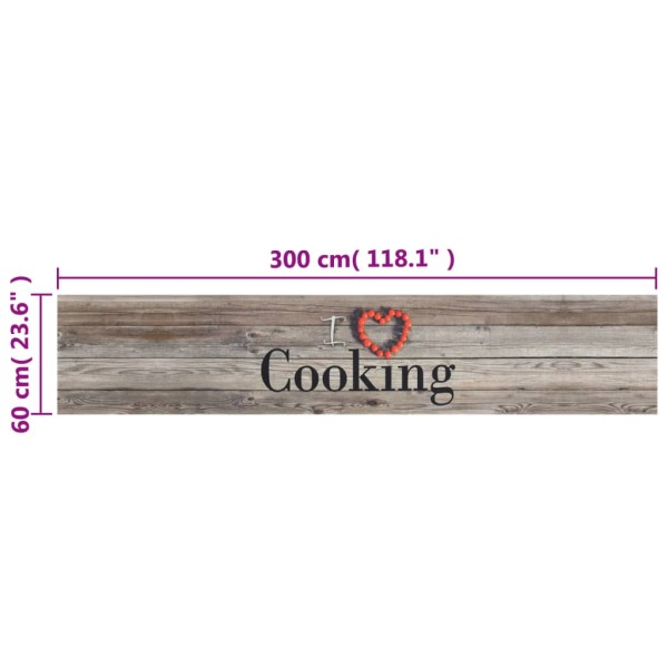 Alfombra de cocina lavable terciopelo Cooking gris 60x300 cm