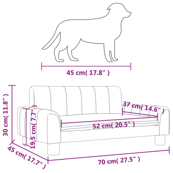 Cama para perros de tela gris taupé 70x45x30 cm