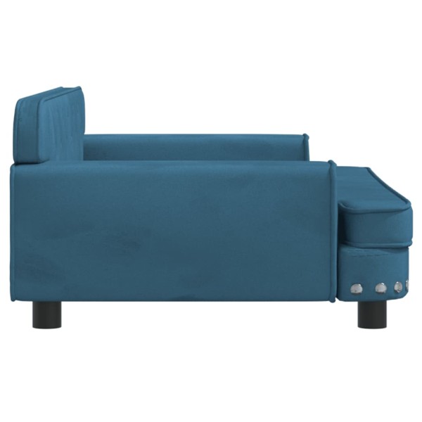 Cama para perros de terciopelo azul 90x53x30 cm