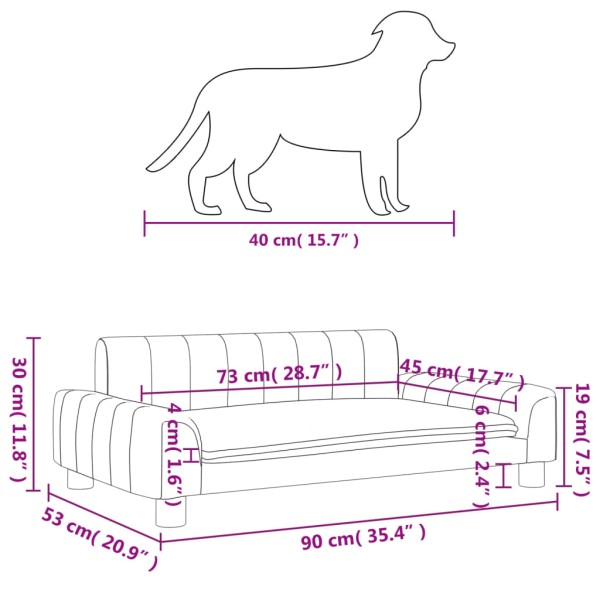 Cama para perros de cuero sintético color capuchino 90x53x30 cm