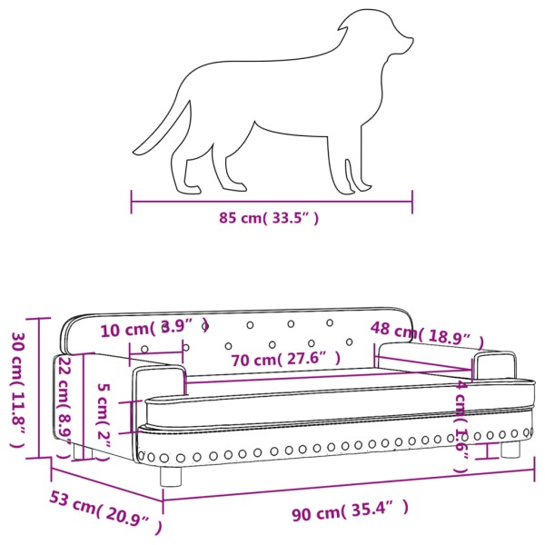 Cama para perros de cuero sintético crema 90x53x30 cm