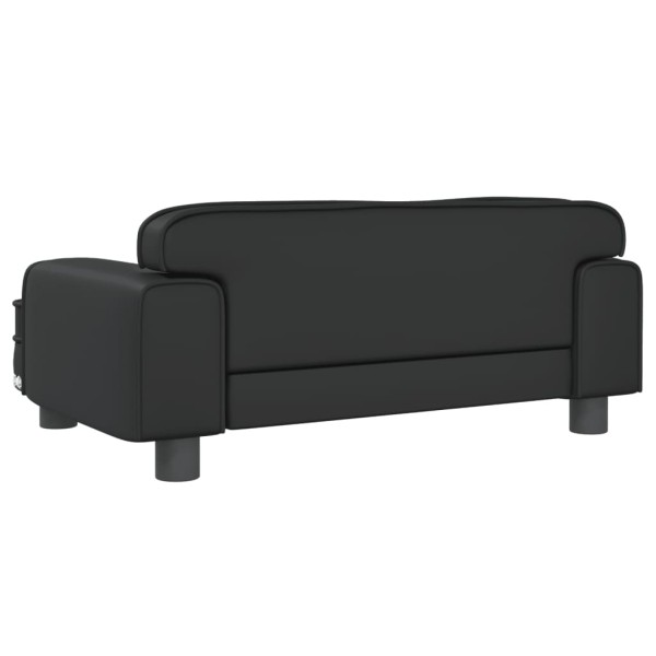 Cama para perros de cuero sintético negra 70x45x30 cm