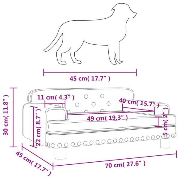 Cama para perros de cuero sintético negra 70x45x30 cm