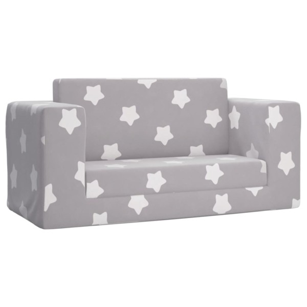 Sofá cama infantil 2 plazas felpa suave gris claro estrellas