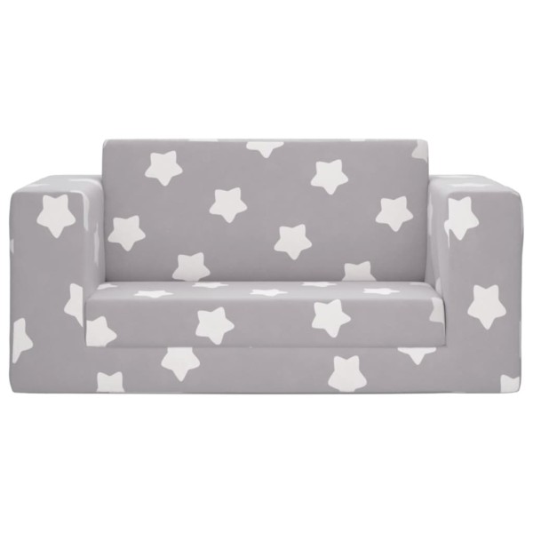 Sofá cama infantil 2 plazas felpa suave gris claro estrellas