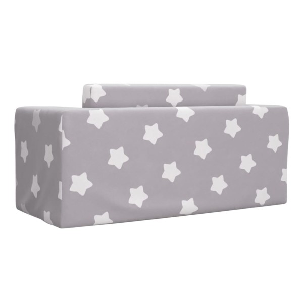 Sofá cama infantil 2 plazas felpa suave gris claro estrellas