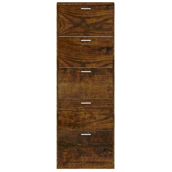 Mueble zapatero madera contrachapada roble ahumado 59x17x169 cm