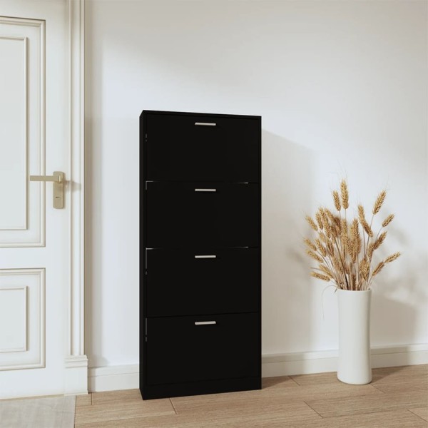 Mueble zapatero madera contrachapada negro 59x17x150 cm