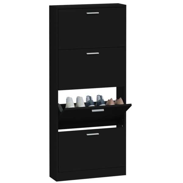 Mueble zapatero madera contrachapada negro 59x17x150 cm