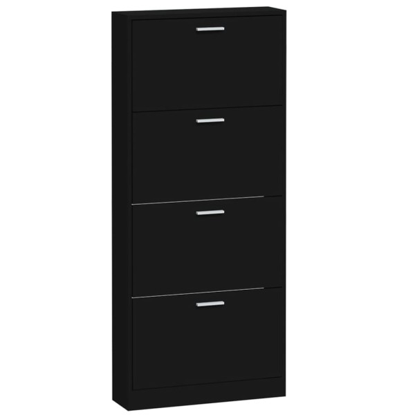 Mueble zapatero madera contrachapada negro 59x17x150 cm