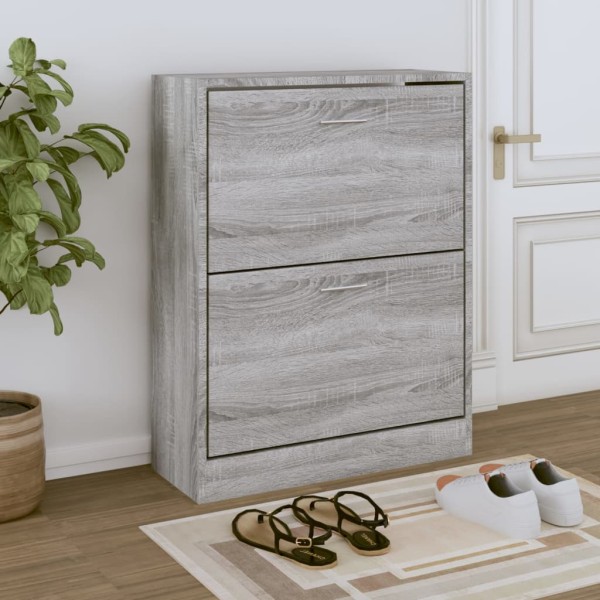 Mueble zapatero madera contrachapada gris Sonoma 63x24x81 cm