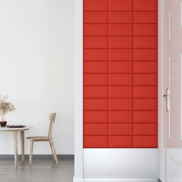 Paneles de pared 12 uds cuero sintético rojo 30x15 cm 0,54 m²