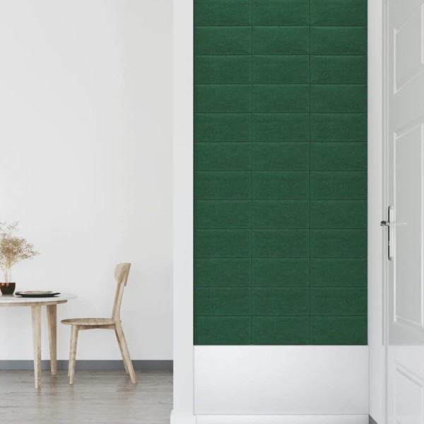 Paneles de pared 12 uds tela verde oscuro 30x15 cm 0,54 m²