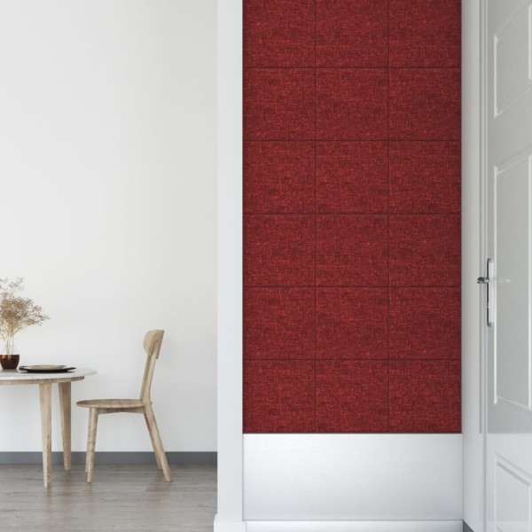 Paneles de pared 12 uds tela rojo tinto 30x30 cm 1,08 m²