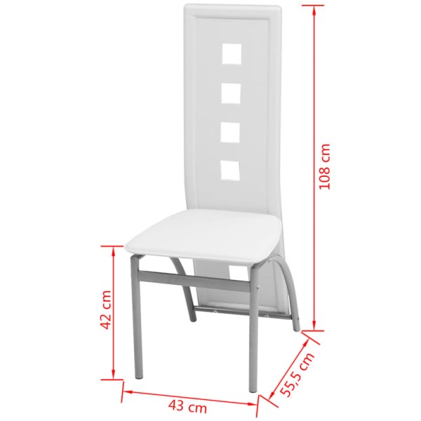 Sillas de comedor 4 unidades cuero sintético blanco