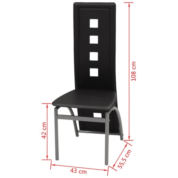 Sillas de comedor 4 unidades cuero sintético negro