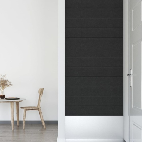 Paneles de pared 12 uds tela negro 90x15 cm 1,62 m²