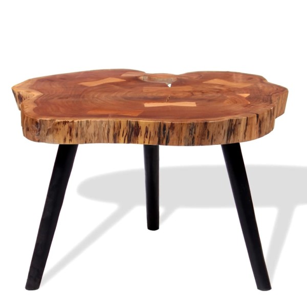 Mesa de centro de tronco madera maciza de acacia (55-60)x40 cm