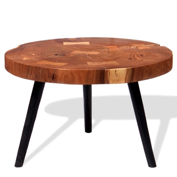 Mesa de centro de tronco madera maciza de acacia (55-60)x40 cm