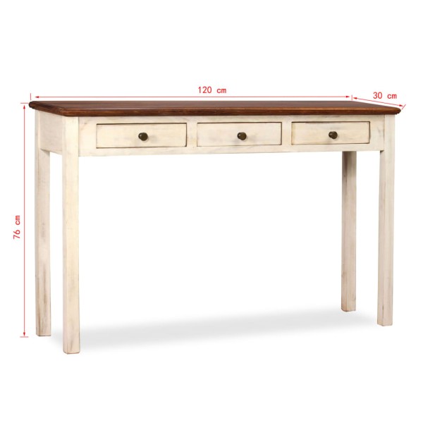 Mesa consola de madera maciza de mango 120x30x76 cm