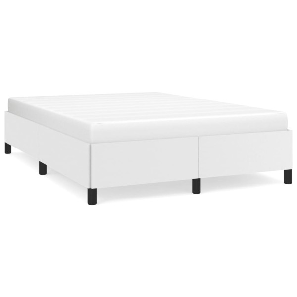 Estructura de cama de cuero sintético blanco 140x190 cm