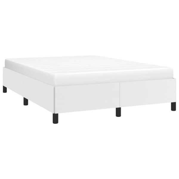 Estructura de cama de cuero sintético blanco 140x190 cm