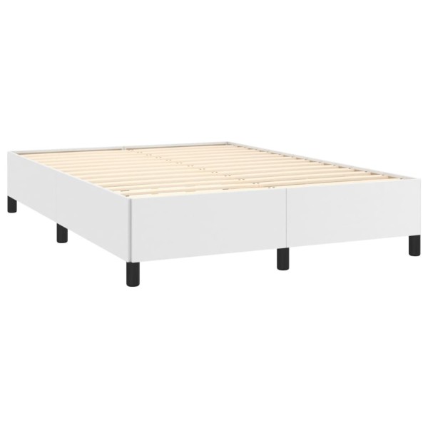 Estructura de cama de cuero sintético blanco 140x190 cm