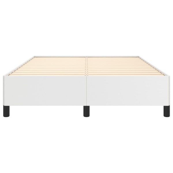 Estructura de cama de cuero sintético blanco 140x190 cm