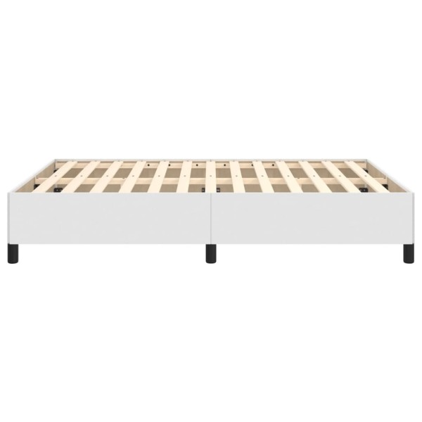 Estructura de cama de cuero sintético blanco 140x190 cm