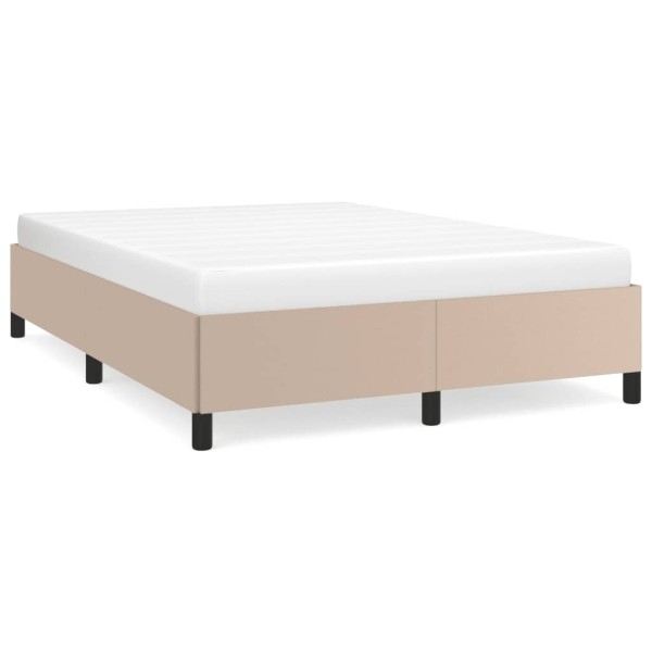 Estructura de cama cuero sintético color capuchino 140x190 cm