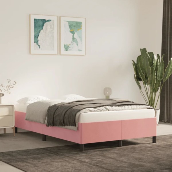 Estructura de cama de terciopelo rosa 120x200 cm