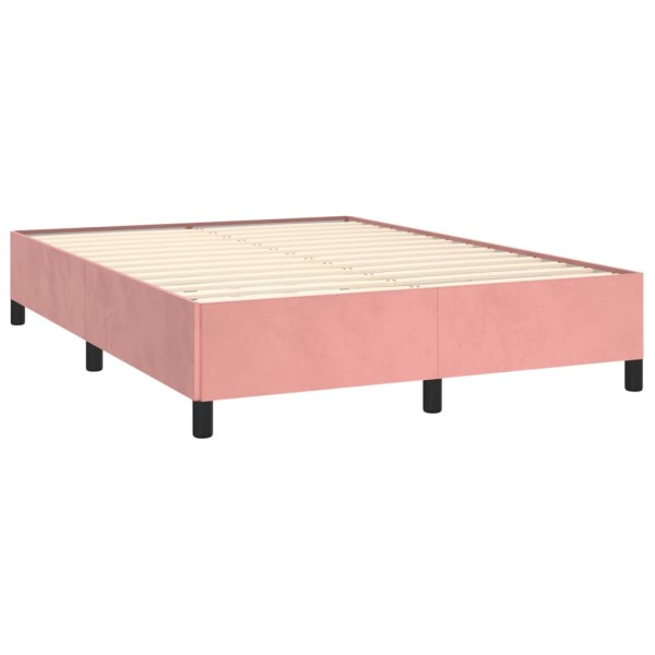 Estructura de cama de terciopelo rosa 140x200 cm