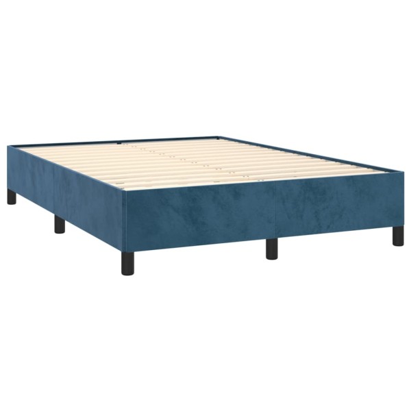 Estructura de cama de terciopelo azul 140x190 cm