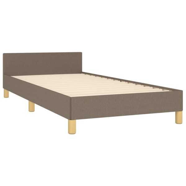 Estructura de cama con cabecero de tela gris taupe 100x200 cm