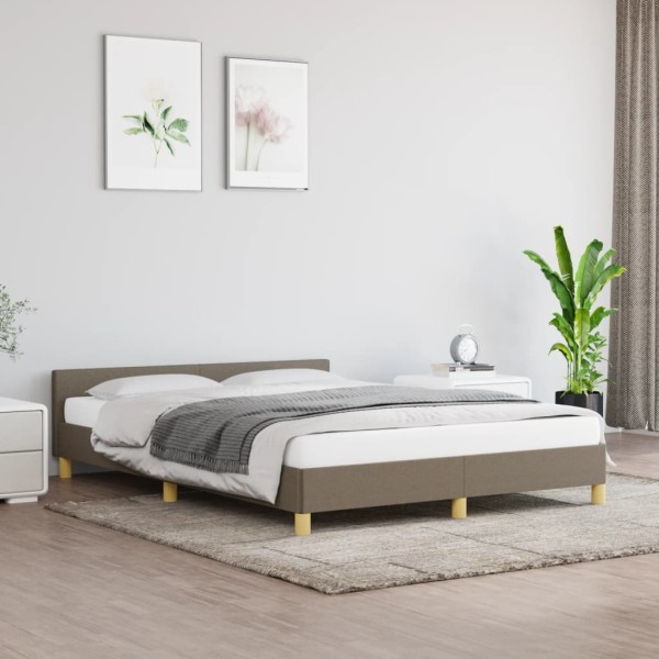 Estructura de cama con cabecero de tela gris taupe 140x190 cm