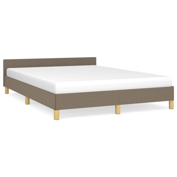 Estructura de cama con cabecero de tela gris taupe 140x190 cm