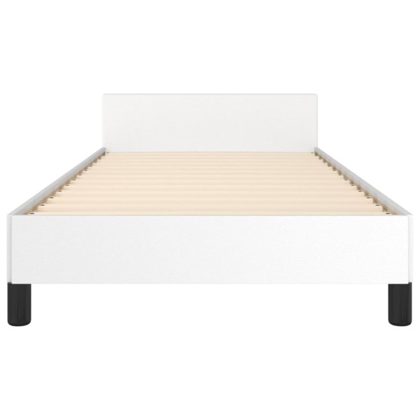 Estructura de cama con cabecero cuero sintético blanco 80x200cm