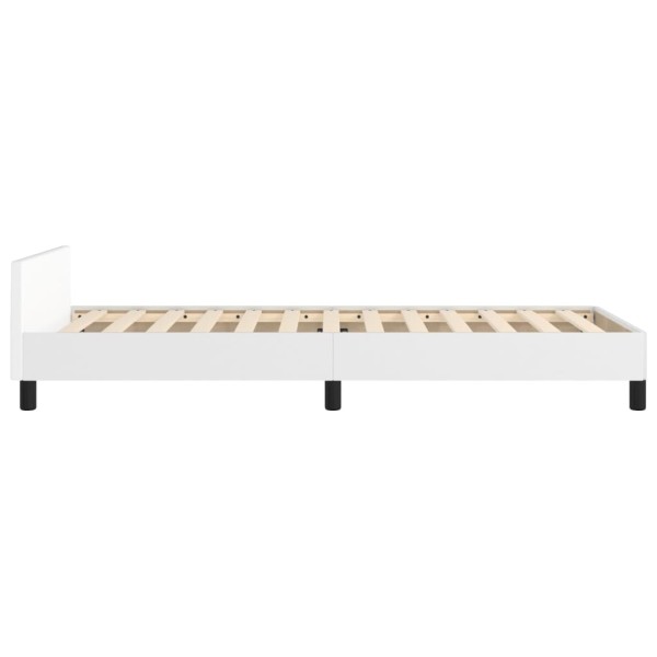 Estructura de cama con cabecero cuero sintético blanco 80x200cm