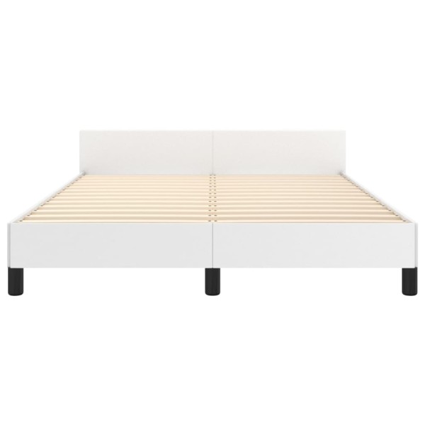 Estructura de cama cabecero cuero sintético blanco 140x200 cm