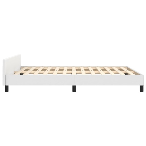 Estructura de cama cabecero cuero sintético blanco 140x200 cm