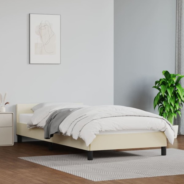 Estructura de cama con cabecero cuero sintético crema 100x200cm