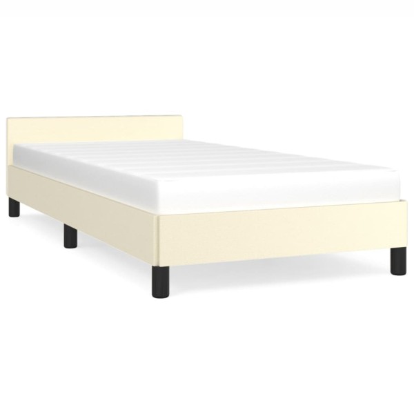 Estructura de cama con cabecero cuero sintético crema 100x200cm