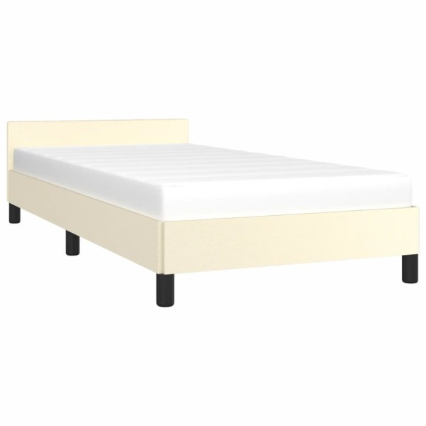 Estructura de cama con cabecero cuero sintético crema 100x200cm