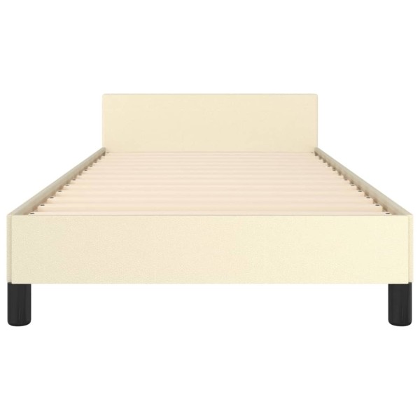 Estructura de cama con cabecero cuero sintético crema 100x200cm